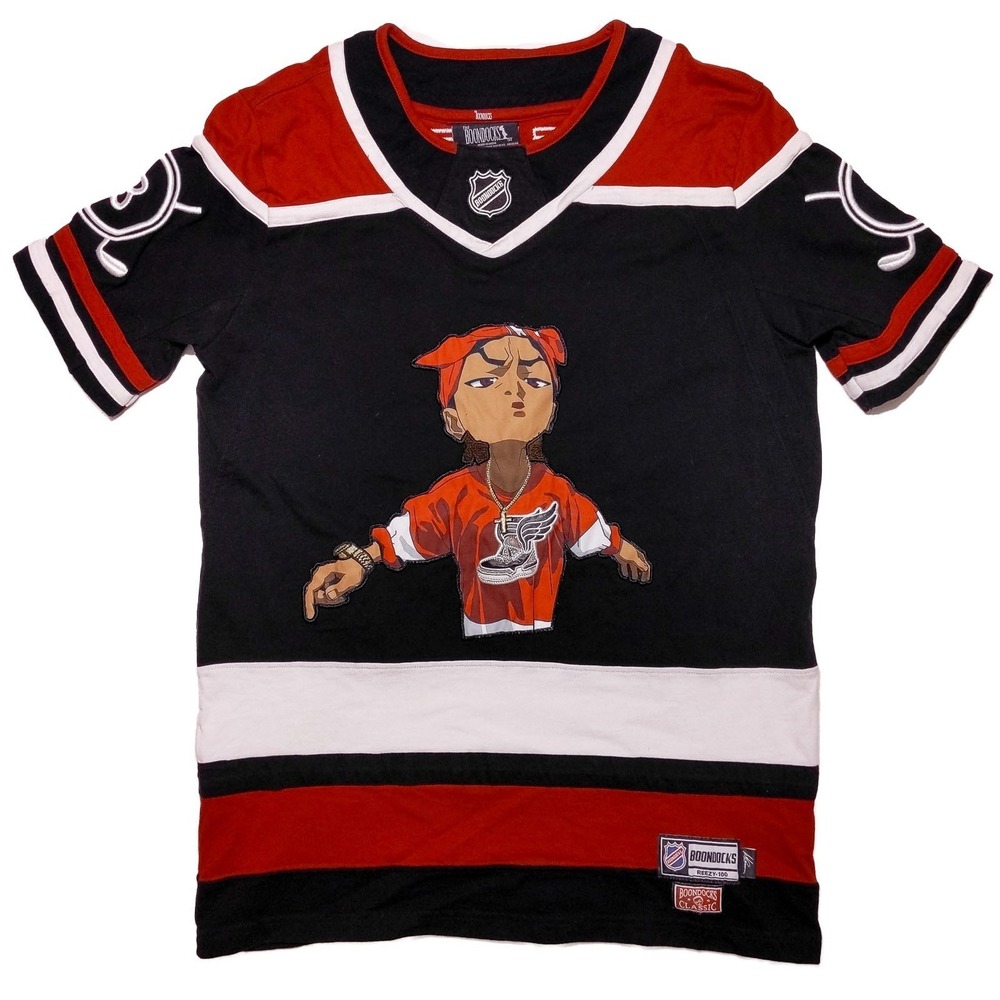 THE BOONDOCKS Reezy-100 Long Sleeve Hockey Jersey Shirt Red Embroidered Medium M